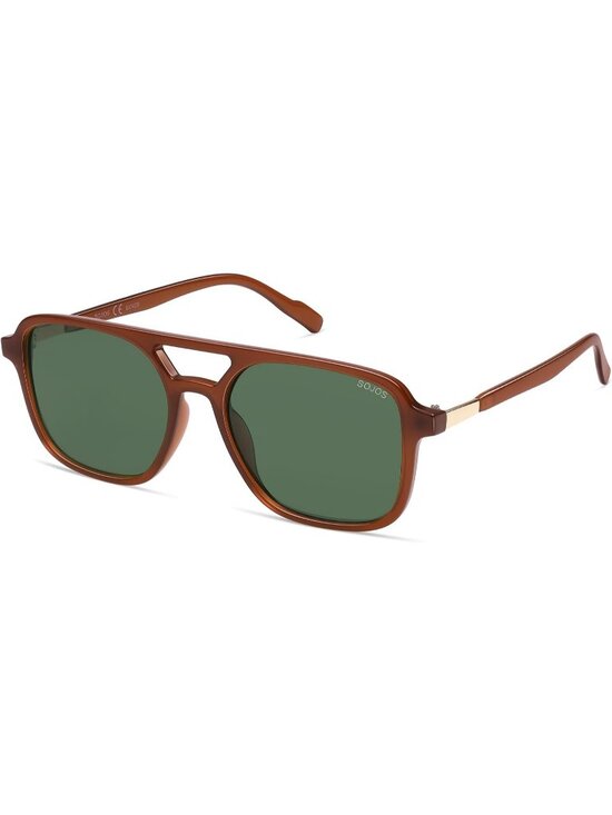 Accessories - Women's Brown/Green Y2K Retro Aviator Rectangle Shades UV400 Sunglasses